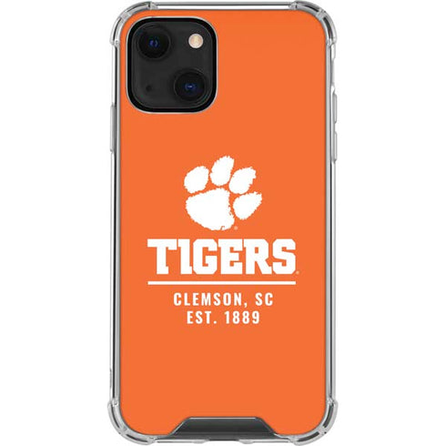 Clemson University Tigers Est 1889 Orange iPhone 14 Clear Case